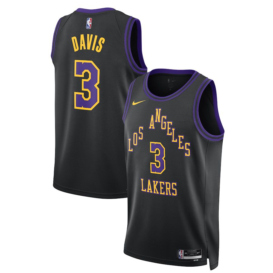 Men Los Angeles Lakers 3 Anthony Davis Nike Black City Edition 2023-24 Swingman NBA Jersey